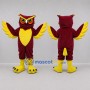 Custom Burgundy and Yellow Owl Mascot Costume Adult Full Body Suit for School Events