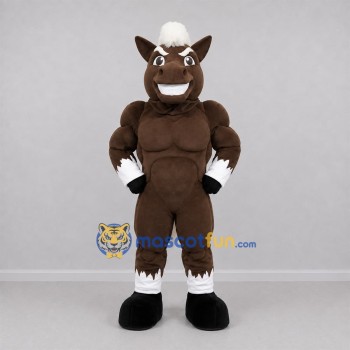Custom Brown and White Horse Mascot Costume Adult Full Body Suit for Sports Events