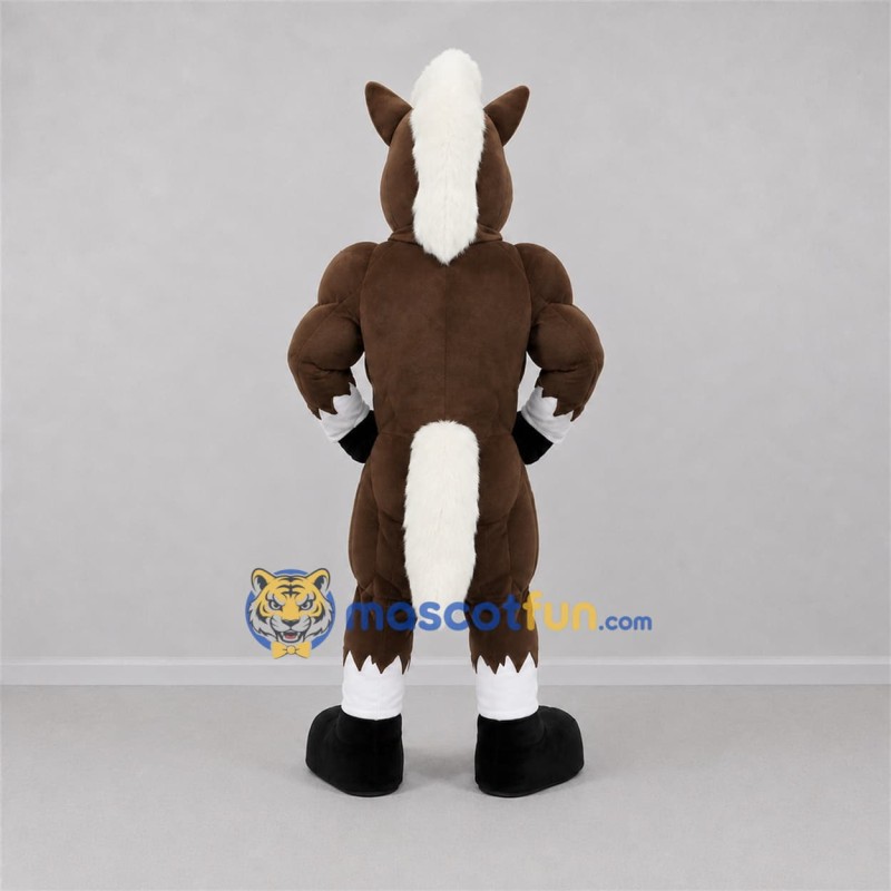 Custom Brown and White Horse Mascot Costume Adult Full Body Suit for Sports Events Custom Brown and White Horse Mascot Costume Adult Full Body Suit for Sports Events