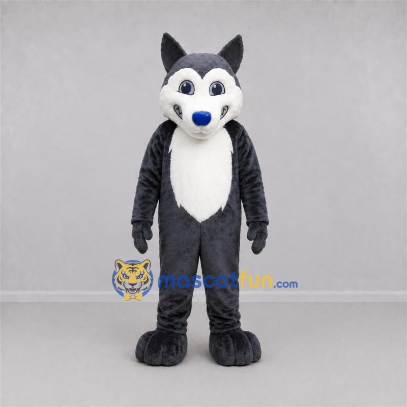 Custom Gray and White Wolf Mascot Costume Adult Full Body Suit for School Events Custom Gray and White Wolf Mascot Costume Adult Full Body Suit for School Events