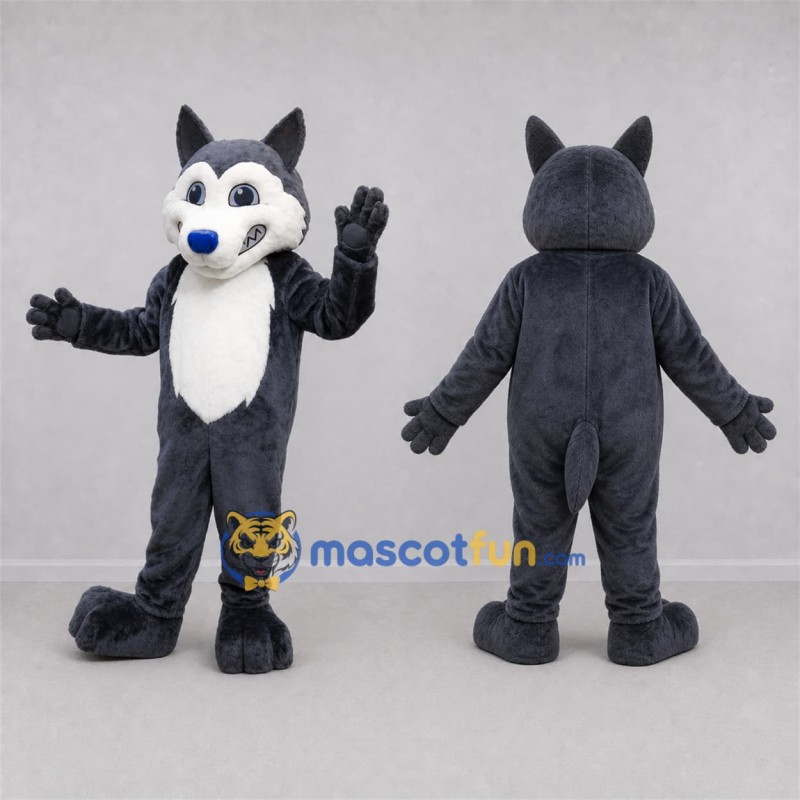 Custom Gray and White Wolf Mascot Costume Adult Full Body Suit for School Events Custom Gray and White Wolf Mascot Costume Adult Full Body Suit for School Events