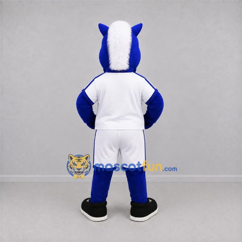 Custom Blue and White Horse Mascot Costume Adult Full Body Suit for Sports Events Custom Blue and White Horse Mascot Costume Adult Full Body Suit for Sports Events