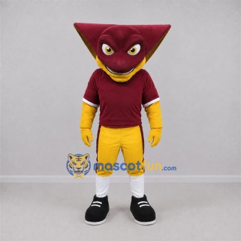 Custom Burgundy and Yellow Stingray Mascot Costume Adult Full Body Suit for Sports Events Custom Burgundy and Yellow Stingray Mascot Costume Adult Full Body Suit for Sports Events