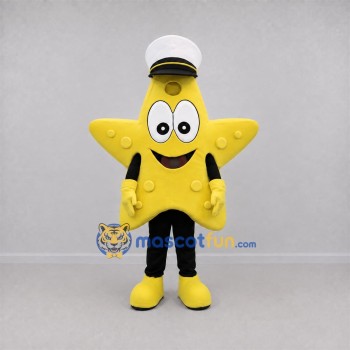 Custom Yellow and White Sailor Starfish Mascot Costume Adult Full Body Suit for Marine Events Custom Yellow and White Sailor Starfish Mascot Costume Adult Full Body Suit for Marine Events