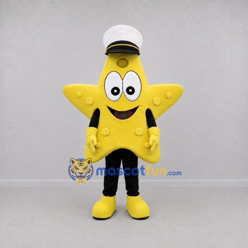 Custom Yellow and White Sailor Starfish Mascot Costume Adult Full Body Suit for Marine Events Custom Yellow and White Sailor Starfish Mascot Costume Adult Full Body Suit for Marine Events