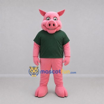 Custom Pink and Green Pig Mascot Costume Adult Full Body Suit for Farm Events Custom Pink and Green Pig Mascot Costume Adult Full Body Suit for Farm Events