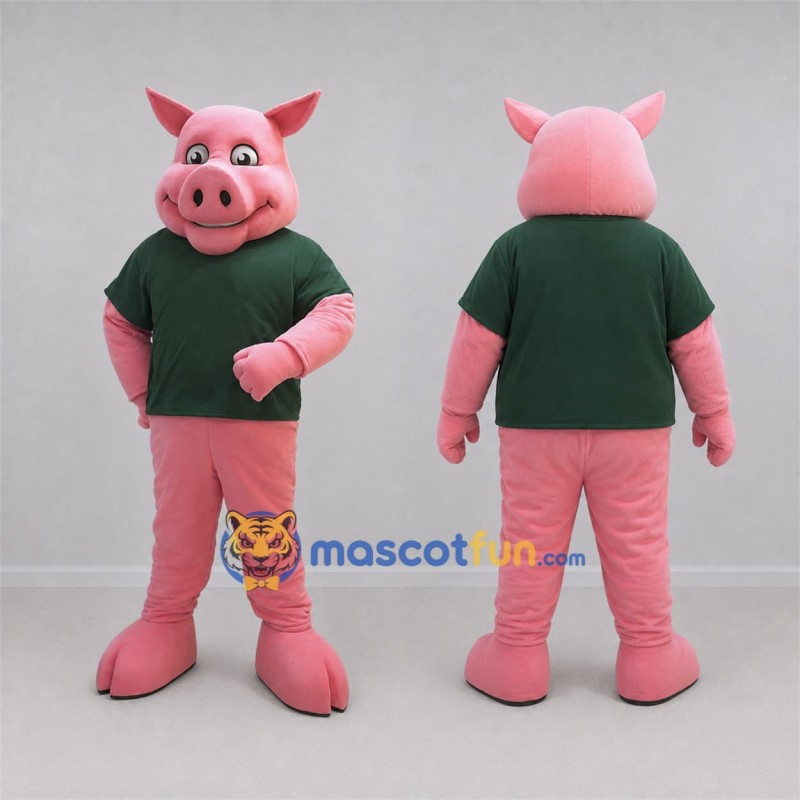 Custom Pink and Green Pig Mascot Costume Adult Full Body Suit for Farm Events Custom Pink and Green Pig Mascot Costume Adult Full Body Suit for Farm Events