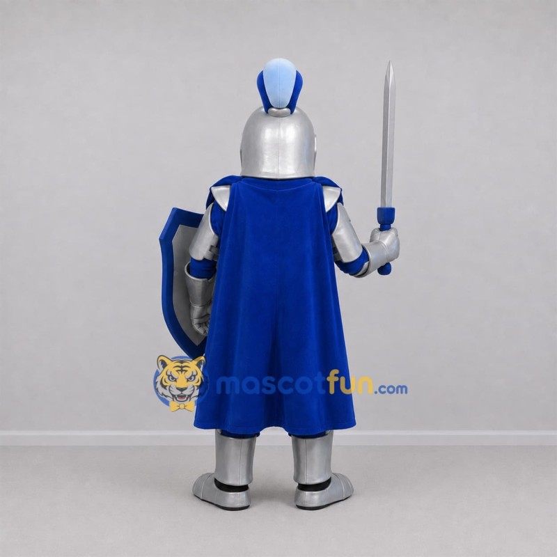 Custom Silver and Blue Knight Mascot Costume Adult Full Body Suit for Medieval Events Custom Silver and Blue Knight Mascot Costume Adult Full Body Suit for Medieval Events