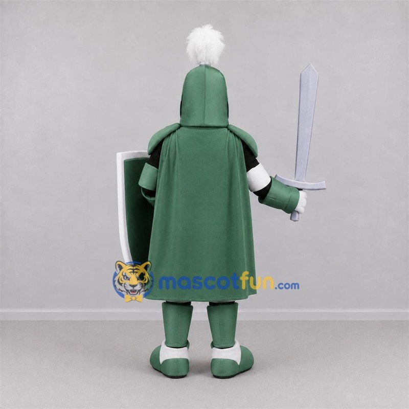 Custom Green and White Knight Mascot Costume Adult Full Body Suit for Medieval Events Custom Green and White Knight Mascot Costume Adult Full Body Suit for Medieval Events