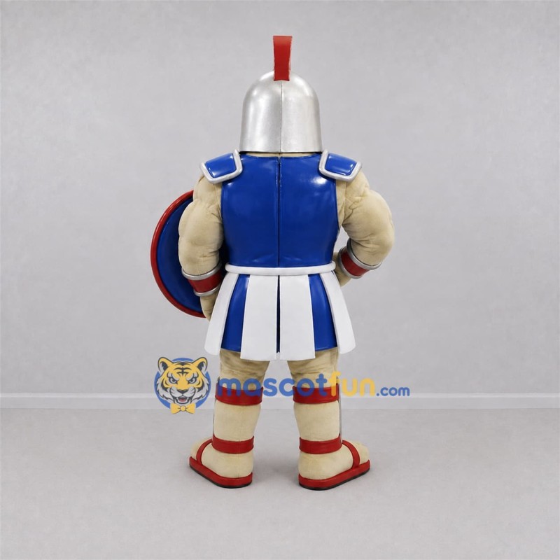 Custom Blue and Silver Spartan Warrior Mascot Costume Adult Full Body Suit for Sports Events