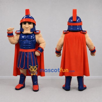 Custom Blue and Red Spartan Warrior Mascot Costume Adult Full Body Suit for Sports Events