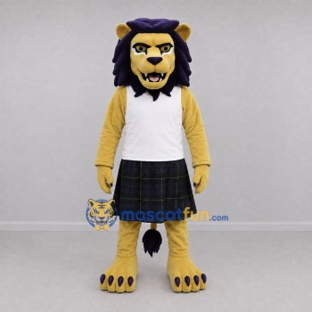 Custom Yellow and Purple Highlander Lion Mascot Costume Adult Full Body Suit for Highland Games