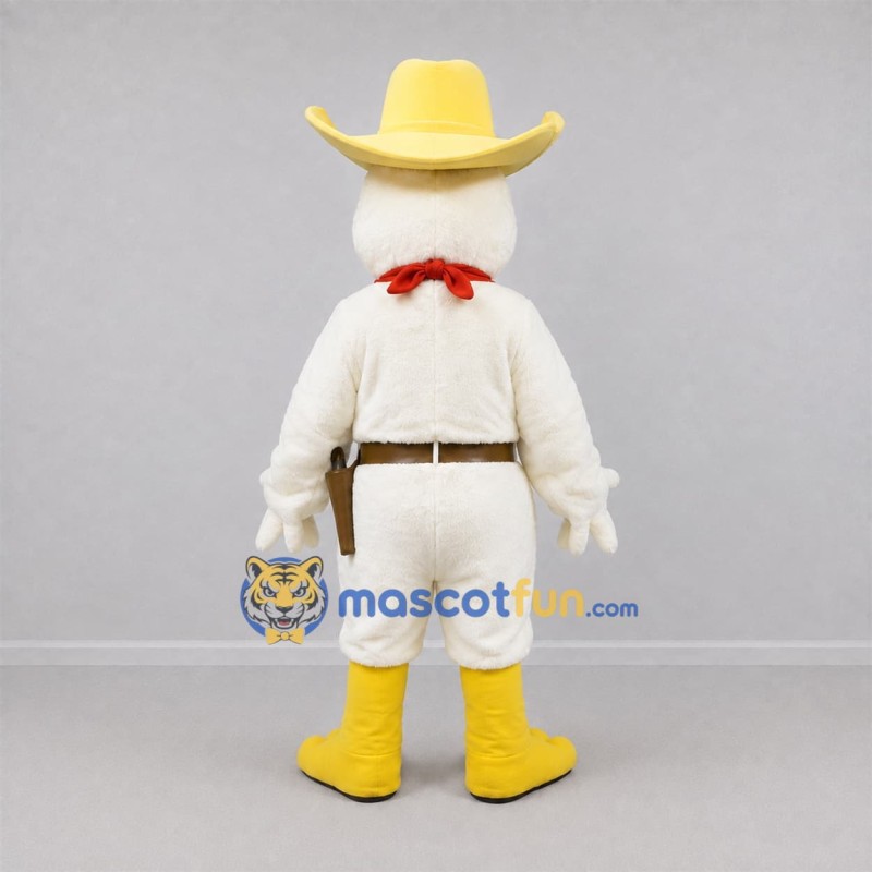 Custom White and Yellow Sheriff Bird Mascot Costume Adult Full Body Suit for Western Events Custom White and Yellow Sheriff Bird Mascot Costume Adult Full Body Suit for Western Events