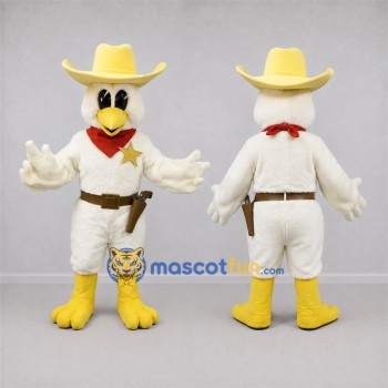 Custom White and Yellow Sheriff Bird Mascot Costume Adult Full Body Suit for Western Events