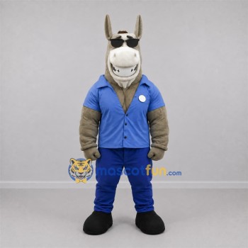 Custom Gray and Blue Donkey Mascot Costume Adult Full Body Suit for School Events Custom Gray and Blue Donkey Mascot Costume Adult Full Body Suit for School Events