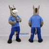 Custom Gray and Blue Donkey Mascot Costume Adult Full Body Suit for School Events