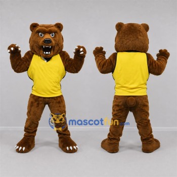 Custom Brown and Yellow Bear Mascot Costume Adult Full Body Suit for Sports Events