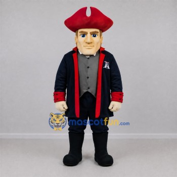 Custom Navy Blue and Red Colonial Patriot Mascot Costume Adult Full Body Suit for Historical Events Custom Navy Blue and Red Colonial Patriot Mascot Costume Adult Full Body Suit for Historical Events