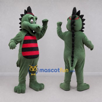 Custom Green and Red Dragon Mascot Costume Adult Full Body Suit for Fantasy Events