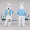 Custom White and Light Blue Easter Bunny Mascot Costume Adult Full Body Suit for Easter Egg Hunts Custom White and Light Blue Easter Bunny Mascot Costume Adult Full Body Suit for Easter Egg Hunts