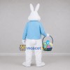 Custom White and Light Blue Easter Bunny Mascot Costume Adult Full Body Suit for Easter Egg Hunts Custom White and Light Blue Easter Bunny Mascot Costume Adult Full Body Suit for Easter Egg Hunts