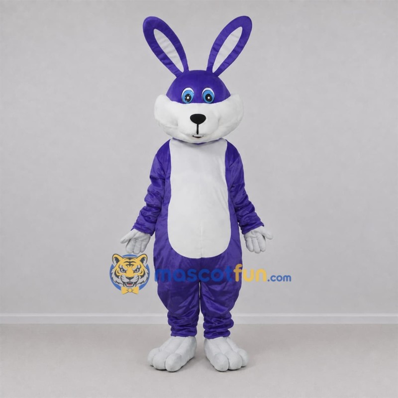 Custom Purple and White Rabbit Mascot Costume Adult Full Body Suit for Easter Events Custom Purple and White Rabbit Mascot Costume Adult Full Body Suit for Easter Events