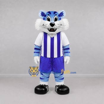 Custom Light Blue and Purple Tiger Mascot Costume Adult Full Body Suit for Sports Events