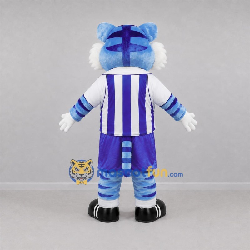 Custom Light Blue and Purple Tiger Mascot Costume Adult Full Body Suit for Sports Events Custom Light Blue and Purple Tiger Mascot Costume Adult Full Body Suit for Sports Events