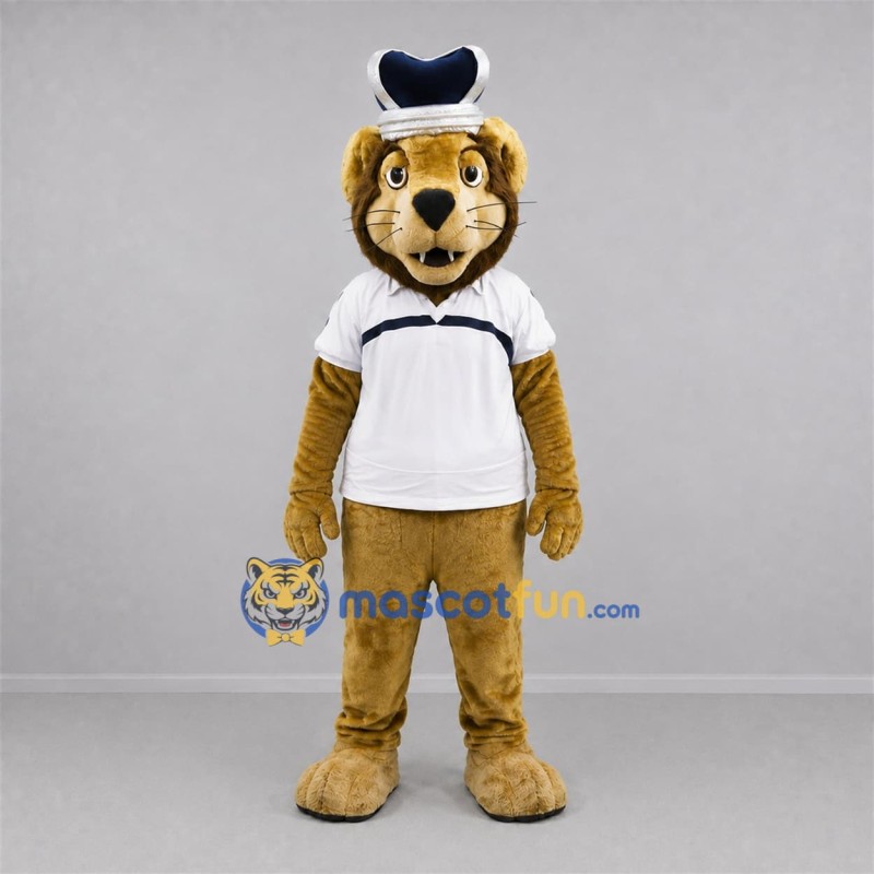 Custom Tan and White Lion Mascot Costume Adult Full Body Suit for Sports Events
