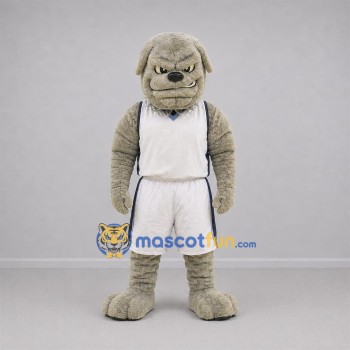 Custom Gray and White Bulldog Mascot Costume Adult Full Body Suit for Sports Events