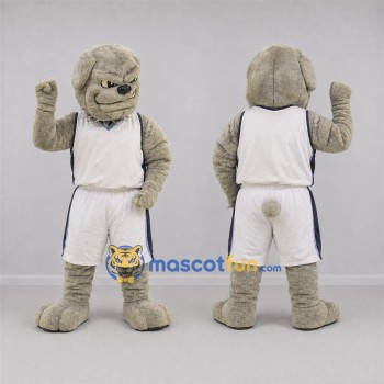 Custom Gray and White Bulldog Mascot Costume Adult Full Body Suit for Sports Events