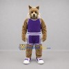 Custom Tan and Purple Wildcat Mascot Costume Adult Full Body Suit for Sports Events Custom Tan and Purple Wildcat Mascot Costume Adult Full Body Suit for Sports Events