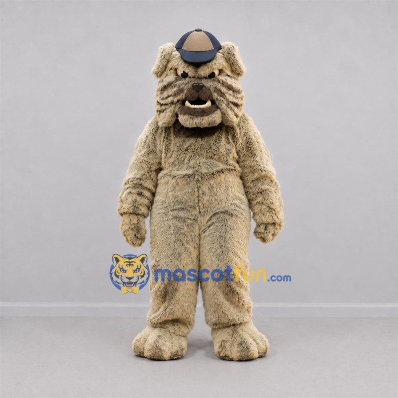 Custom Tan Bulldog Mascot Costume Adult Full Body Suit for Sports Events Custom Tan Bulldog Mascot Costume Adult Full Body Suit for Sports Events