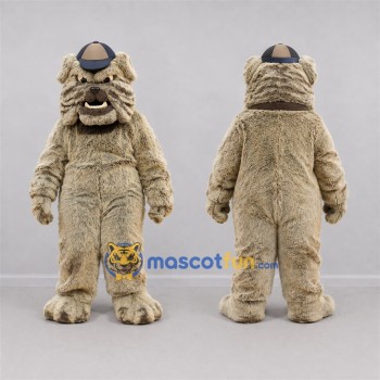 Custom Tan Bulldog Mascot Costume Adult Full Body Suit for Sports Events
