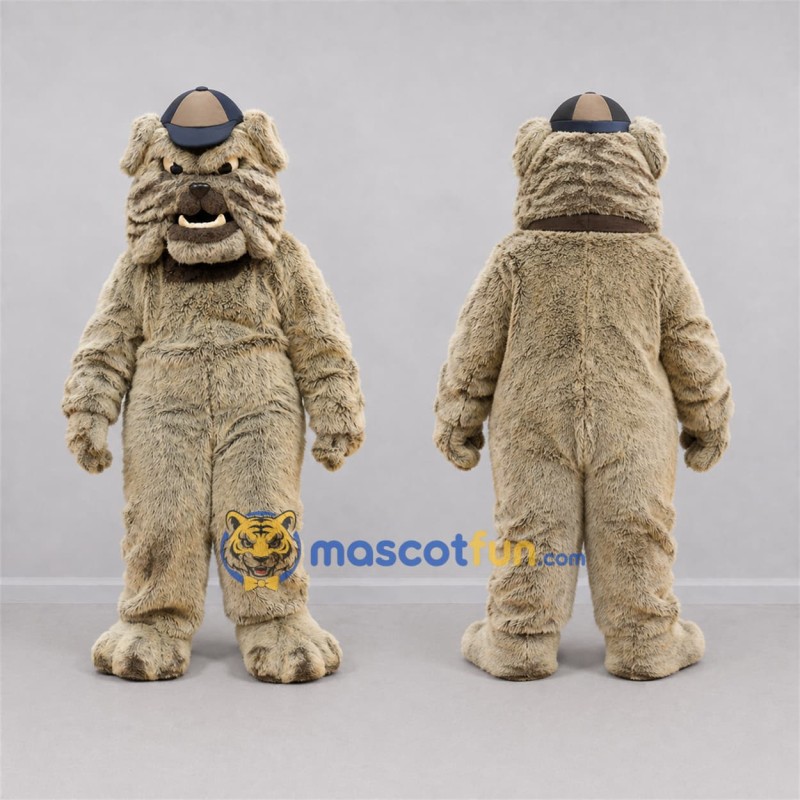 Custom Tan Bulldog Mascot Costume Adult Full Body Suit for Sports Events Custom Tan Bulldog Mascot Costume Adult Full Body Suit for Sports Events