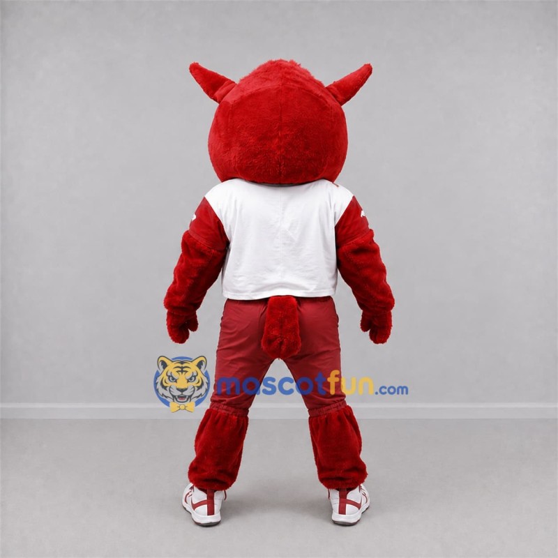 Custom Red and White Boar Mascot Costume Adult Full Body Suit for Sports Events