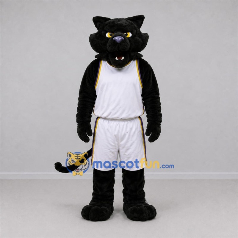 Custom Black and White Panther Mascot Costume Adult Full Body Suit for Sports Events Custom Black and White Panther Mascot Costume Adult Full Body Suit for Sports Events