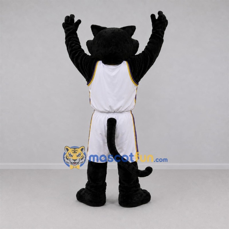 Custom Black and White Panther Mascot Costume Adult Full Body Suit for Sports Events Custom Black and White Panther Mascot Costume Adult Full Body Suit for Sports Events