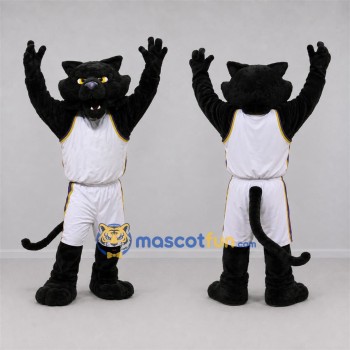 Custom Black and White Panther Mascot Costume Adult Full Body Suit for Sports Events