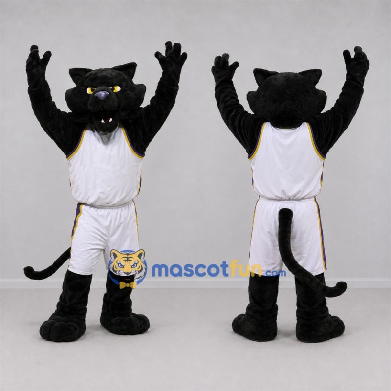 Custom Black and White Panther Mascot Costume Adult Full Body Suit for Sports Events Custom Black and White Panther Mascot Costume Adult Full Body Suit for Sports Events