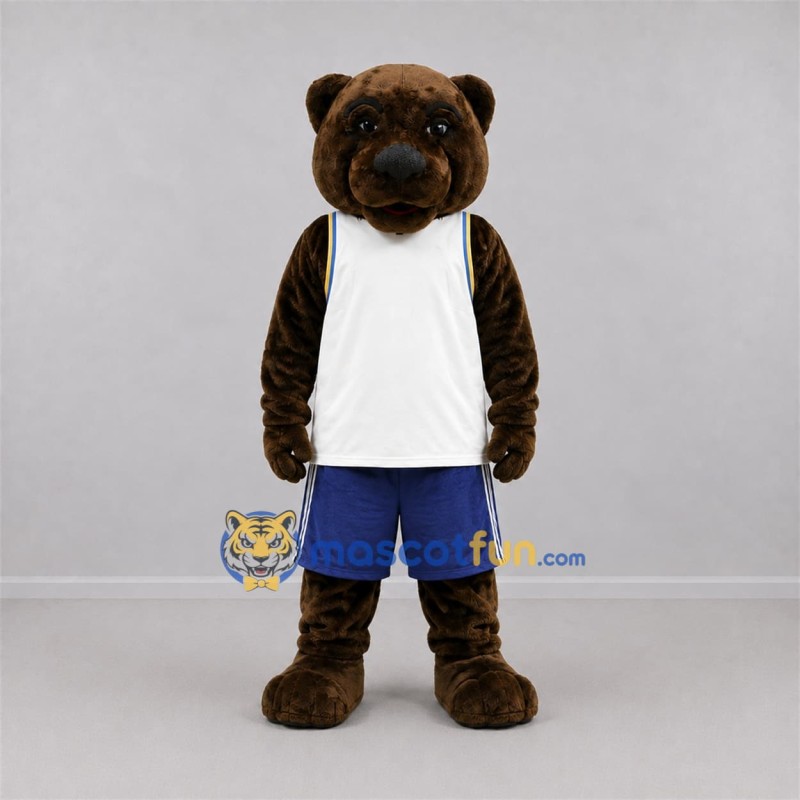 Custom Brown and White Bear Mascot Costume Adult Full Body Suit for Sports Events Custom Brown and White Bear Mascot Costume Adult Full Body Suit for Sports Events