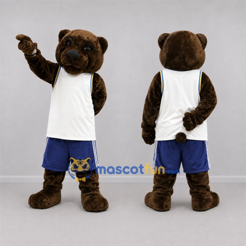 Custom Brown and White Bear Mascot Costume Adult Full Body Suit for Sports Events Custom Brown and White Bear Mascot Costume Adult Full Body Suit for Sports Events