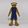 Custom Tan and Navy Blue Wildcat Mascot Costume Adult Full Body Suit for Sports Events