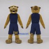 Custom Tan and Navy Blue Wildcat Mascot Costume Adult Full Body Suit for Sports Events