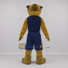 Custom Tan and Navy Blue Wildcat Mascot Costume Adult Full Body Suit for Sports Events