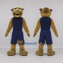 Custom Tan and Navy Blue Wildcat Mascot Costume Adult Full Body Suit for Sports Events