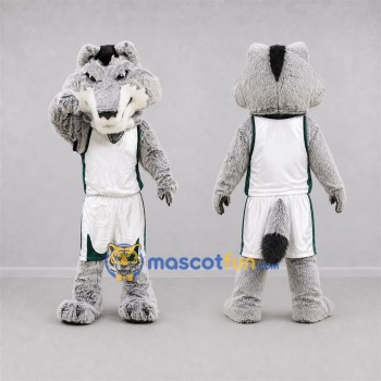 Custom Gray and White Wolf Mascot Costume Adult Full Body Suit for Sports Events