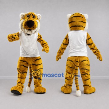 Custom Yellow and White Tiger Mascot Costume Adult Full Body Suit for Sports Events