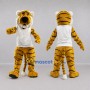 Custom Yellow and White Tiger Mascot Costume Adult Full Body Suit for Sports Events