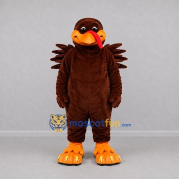 Custom Brown and Orange Turkey Mascot Costume Adult Full Body Suit for Thanksgiving Events